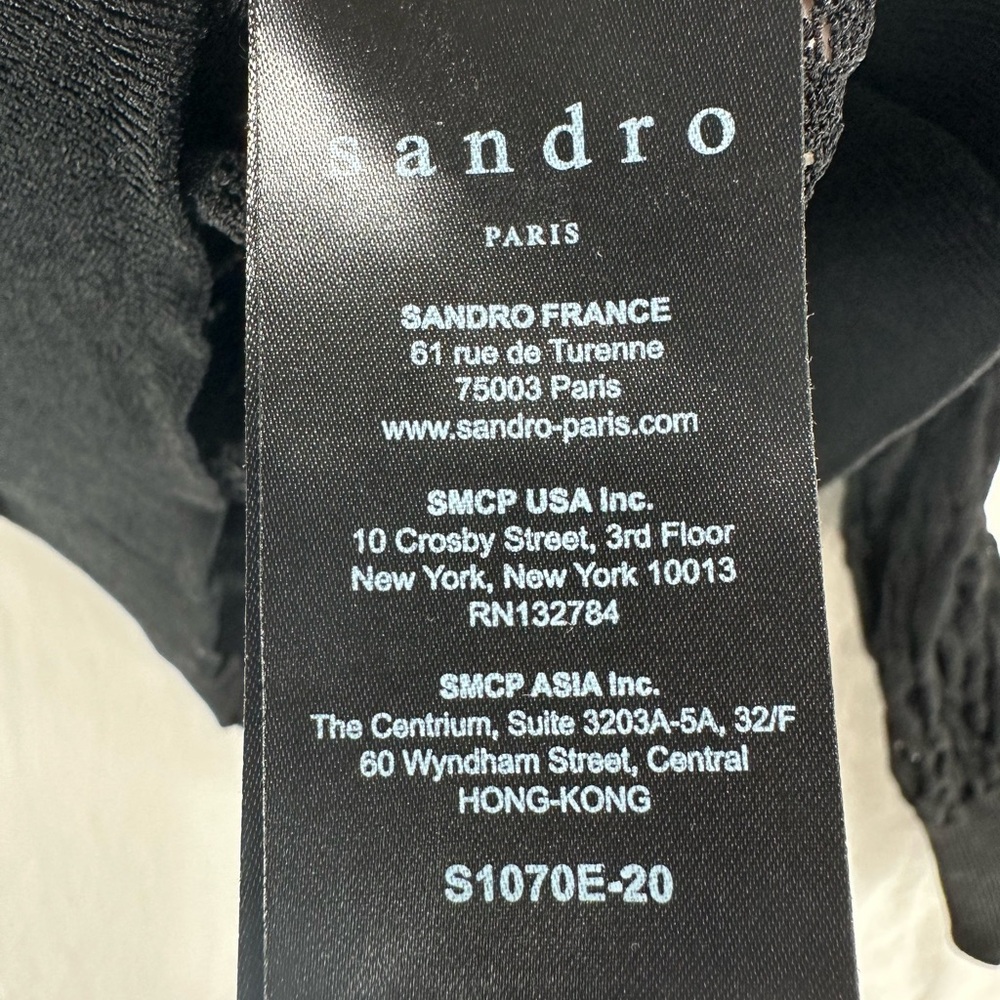 Sandro Open Knit Black Sweater Long Sleeve Cold Shoulder Size 1 Small - Picture 7 of 8